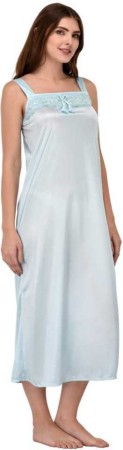 Women Nighty with Robe  (Light Blue)