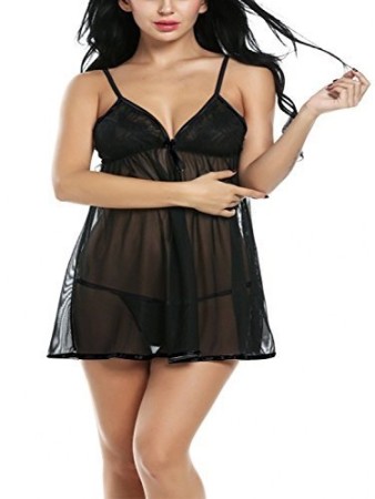 Black  Babydoll Night Dress Honeymoon Dress 