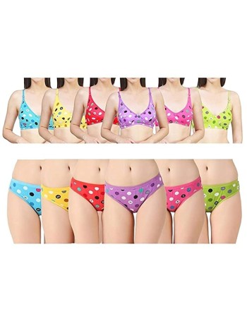 new blue eyes Women Lingerie Printed Bra Panty Set Honeymoon Dress Pack of 6