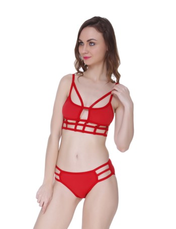 Red Trap Bra Panty Set