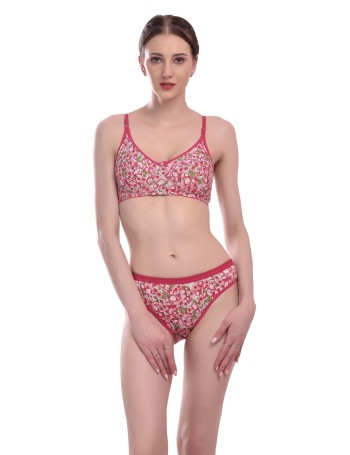 Bra & Panty Set Self Design Printed Lingerie Set