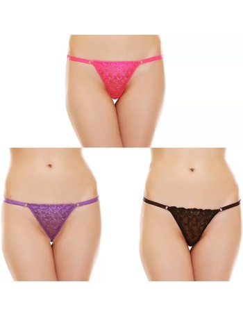 New Blue Eyes Women Thong Purple, Black Panty Pack of 3