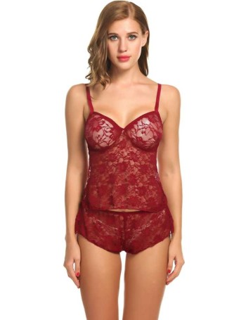 Self Design Babydoll Maroon Color