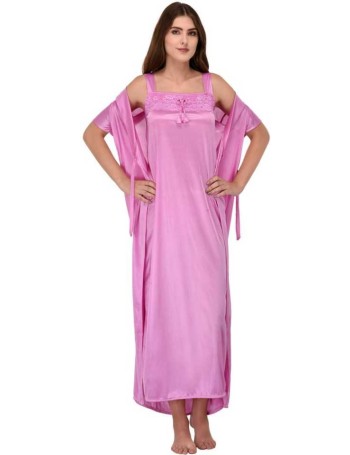 Women Nighty Set  (Pink)