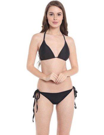 Solid Women Bikini Black Swimsuit