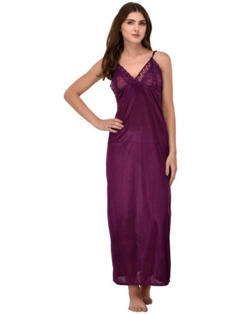 Women Nighty with Robe  (Purple)