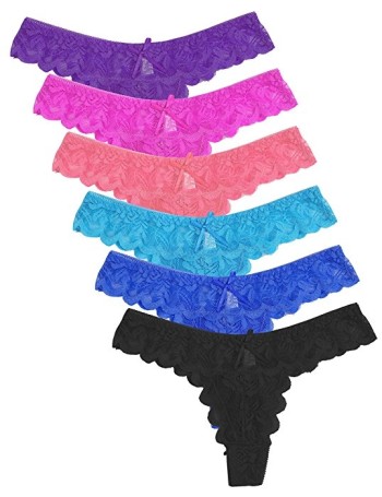 Mutti Colors Thong Panties For Women - Combo Pack  Of 6 (Small to Medium)