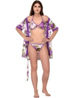 NEW BLUE EYES Women Pink Robe and Lingerie Set