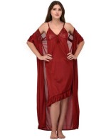 Women Nighty with Robe  (Dark Blue)