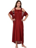 Maroon Color Women Nighty with Robe