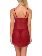 New Blue Eyes Women's Polyamide, Spandex & Lace Plain Above knee Baby Doll-Free Size