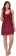 V Neck Solid Maroon Babydoll Nighty